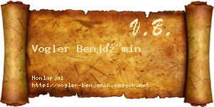 Vogler Benjámin névjegykártya